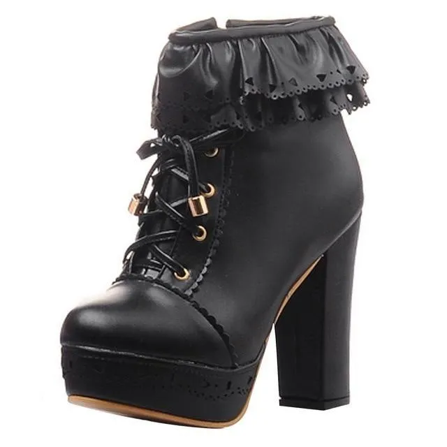 Ruffled Lace Booties