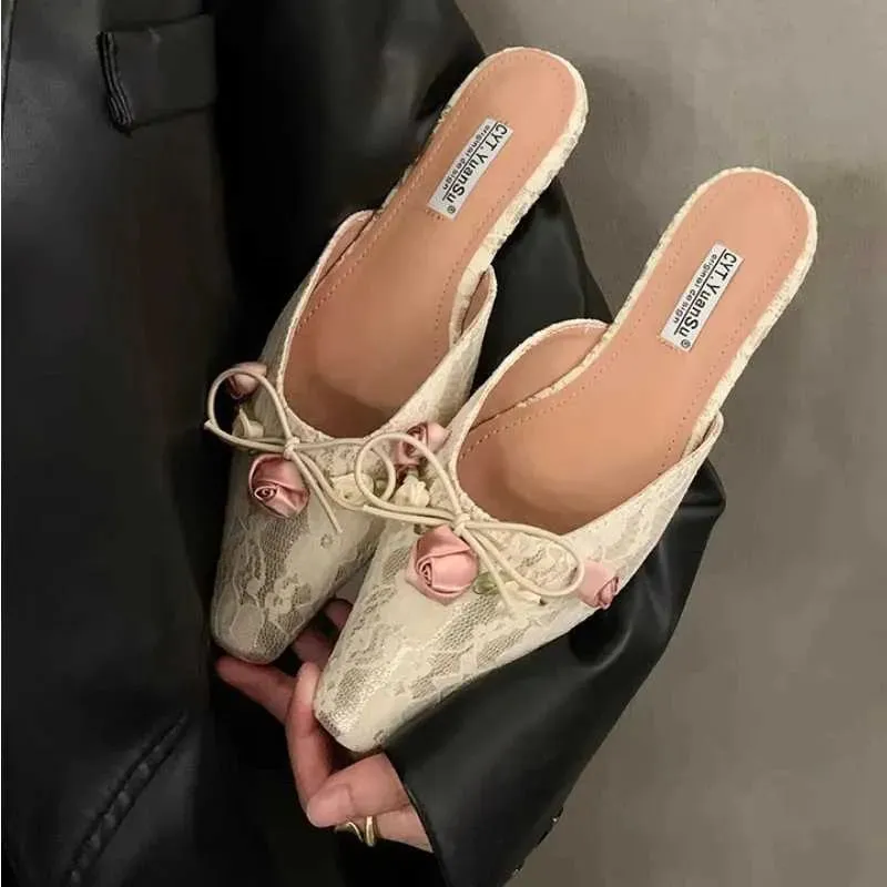 Sandals  new summer new Chinese high heels French overhead sandals womens summer white high heels sandals kitten heel shoesL464