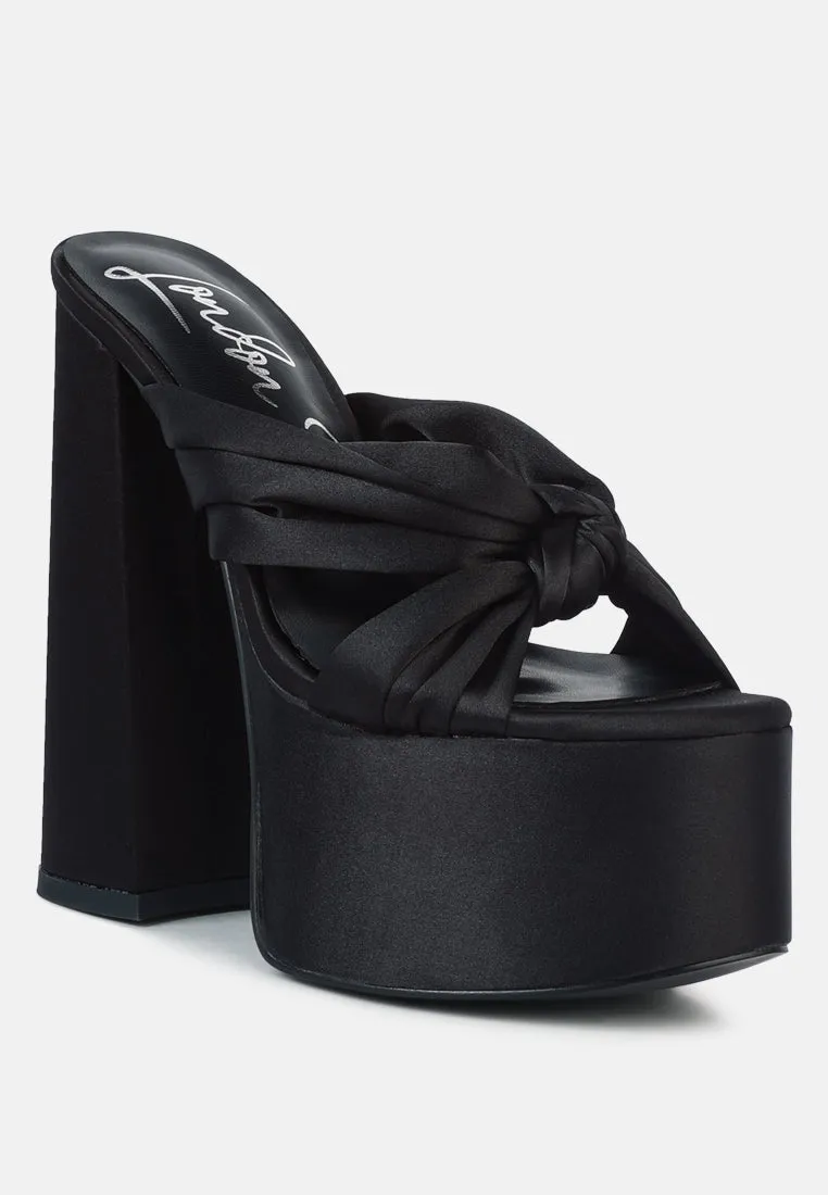 Strobing Knotted Chunky Platform Heels