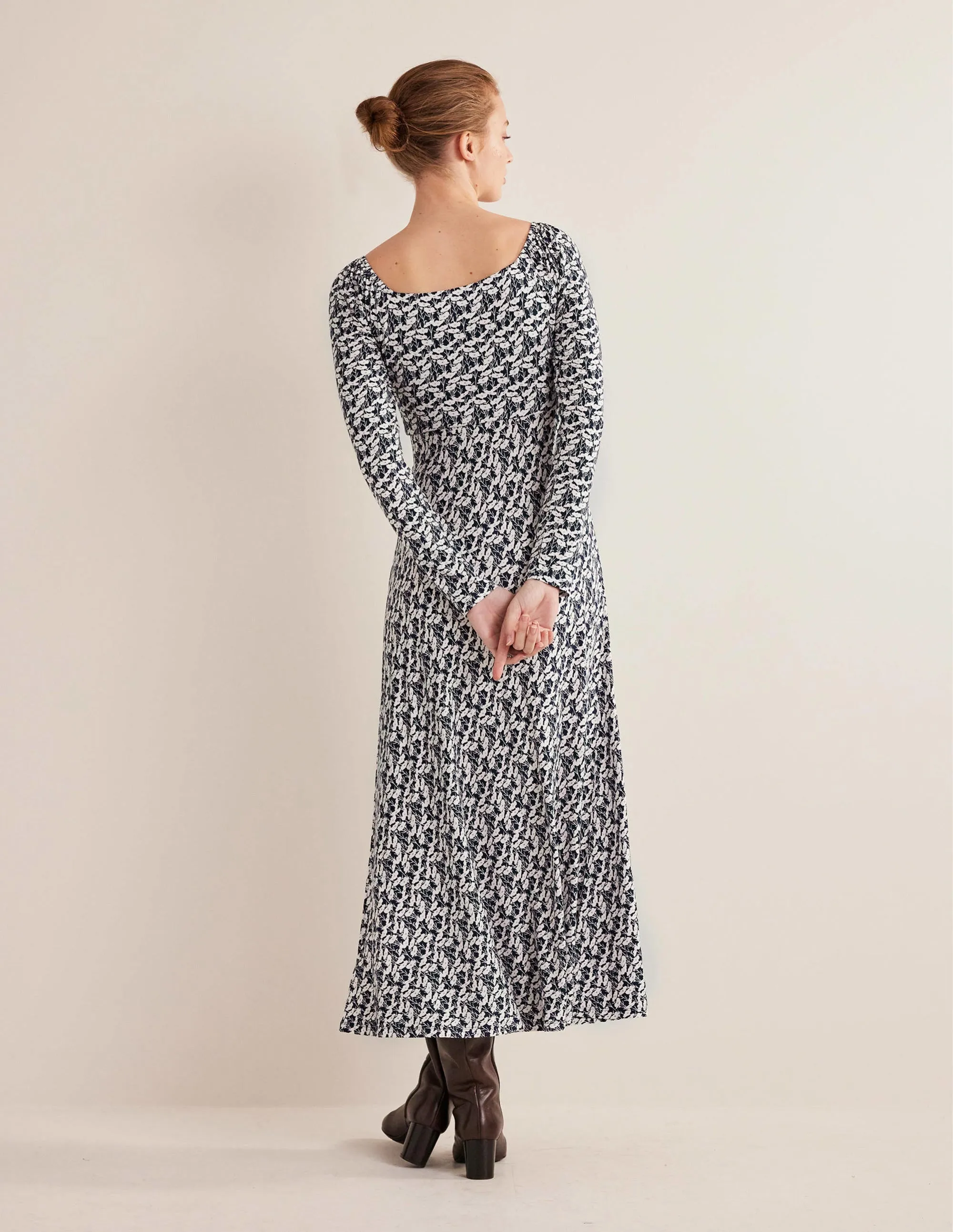 Sweetheart Jersey Midi Dress-French Navy, Poppy Vine