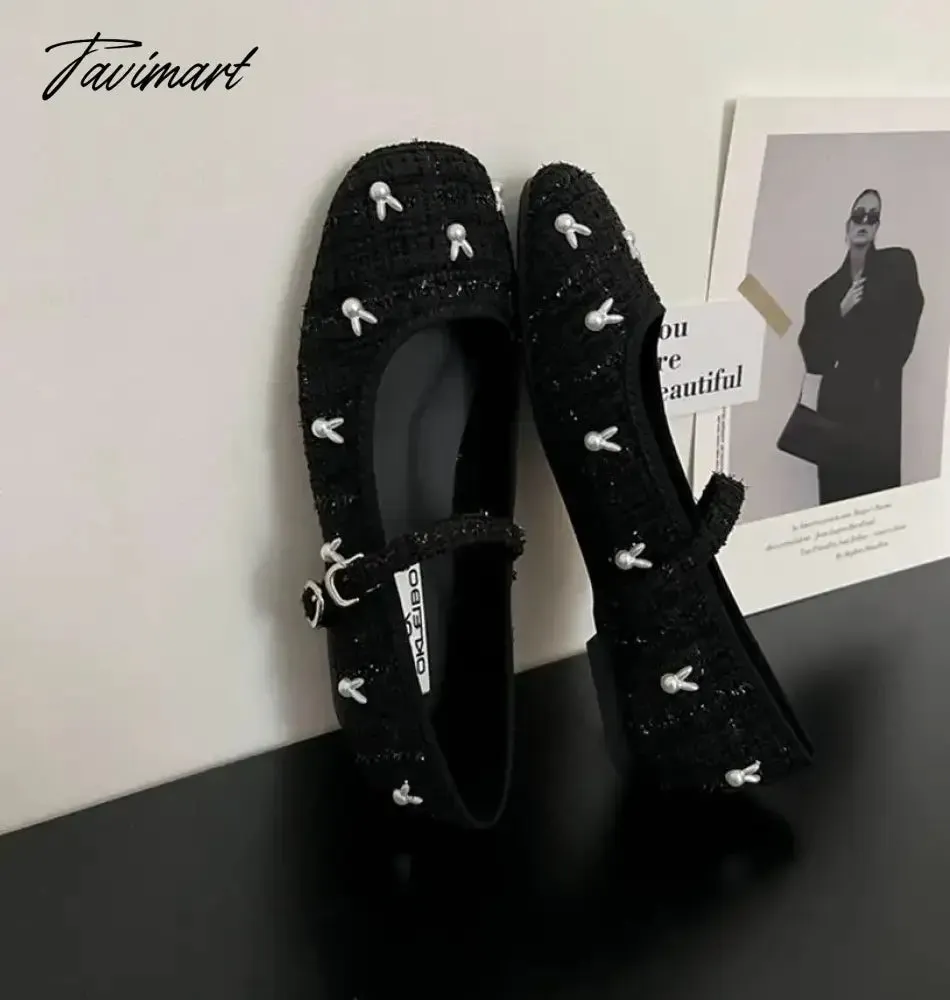 TAVIMART  -  NEW Cute Rabbit Mary Jane Shoes Women's Shoes French Retro Autumn Flats Women Round Toe Low Heel Shallow Shoes