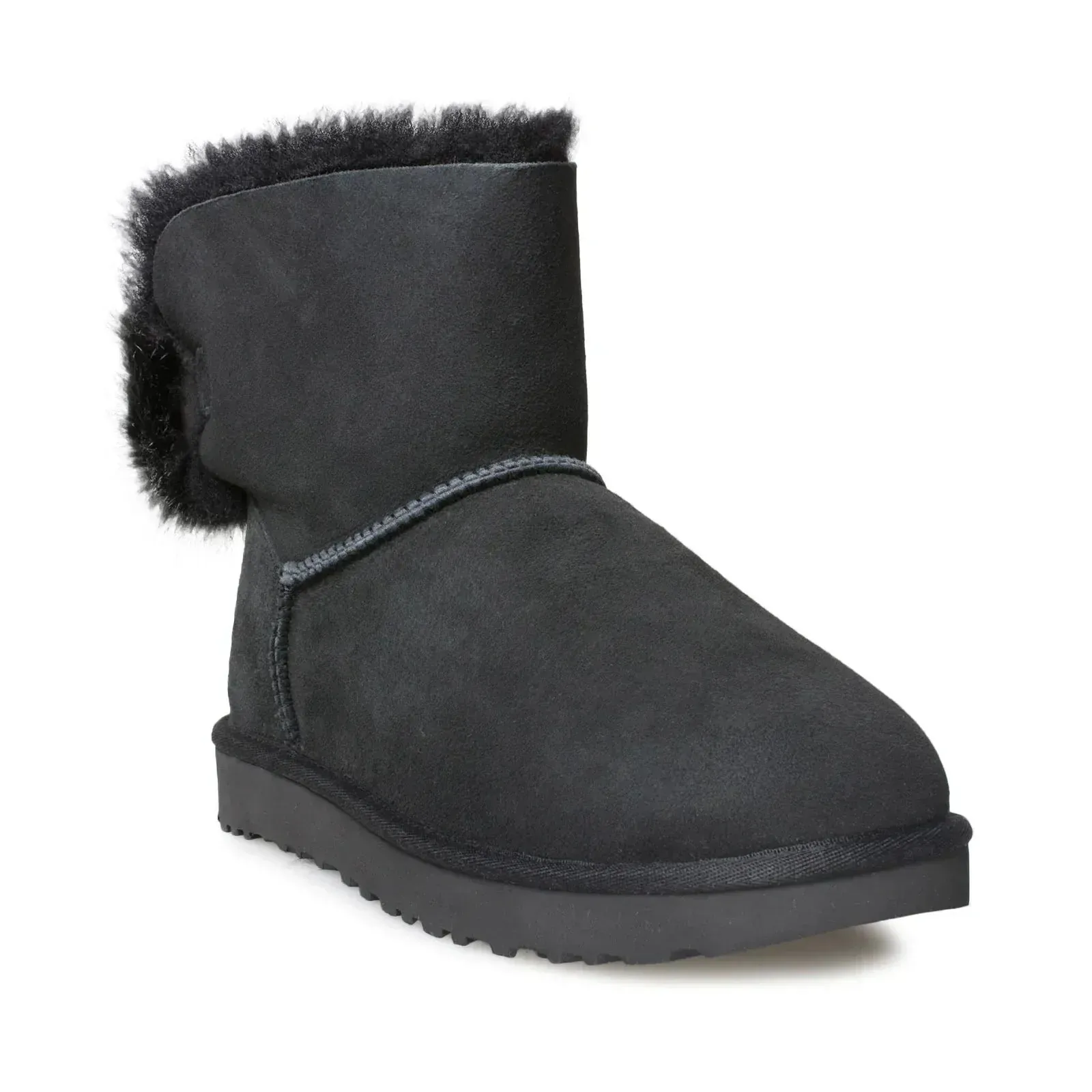 UGG Mini Puff Crystal Bow Black Boots - Women's