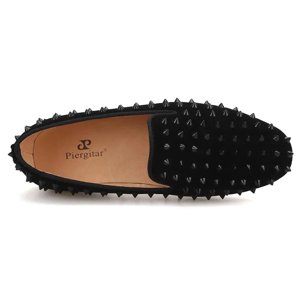 Velvet Women Loafers with Spikes