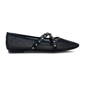 Yosi Samra Chloe Ballet Flat in Black Mesh