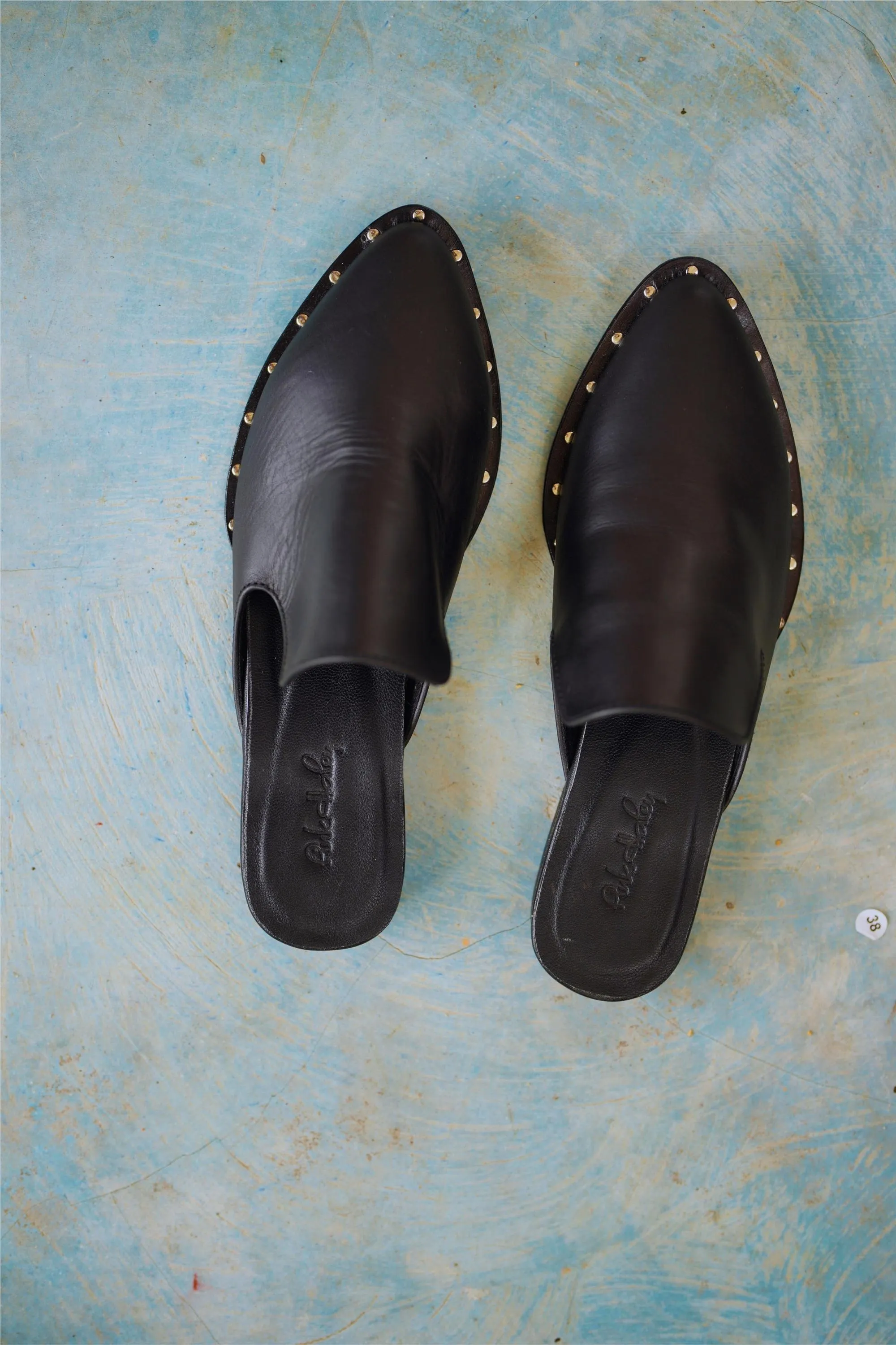 Zuri studded Leather Loafers in Black