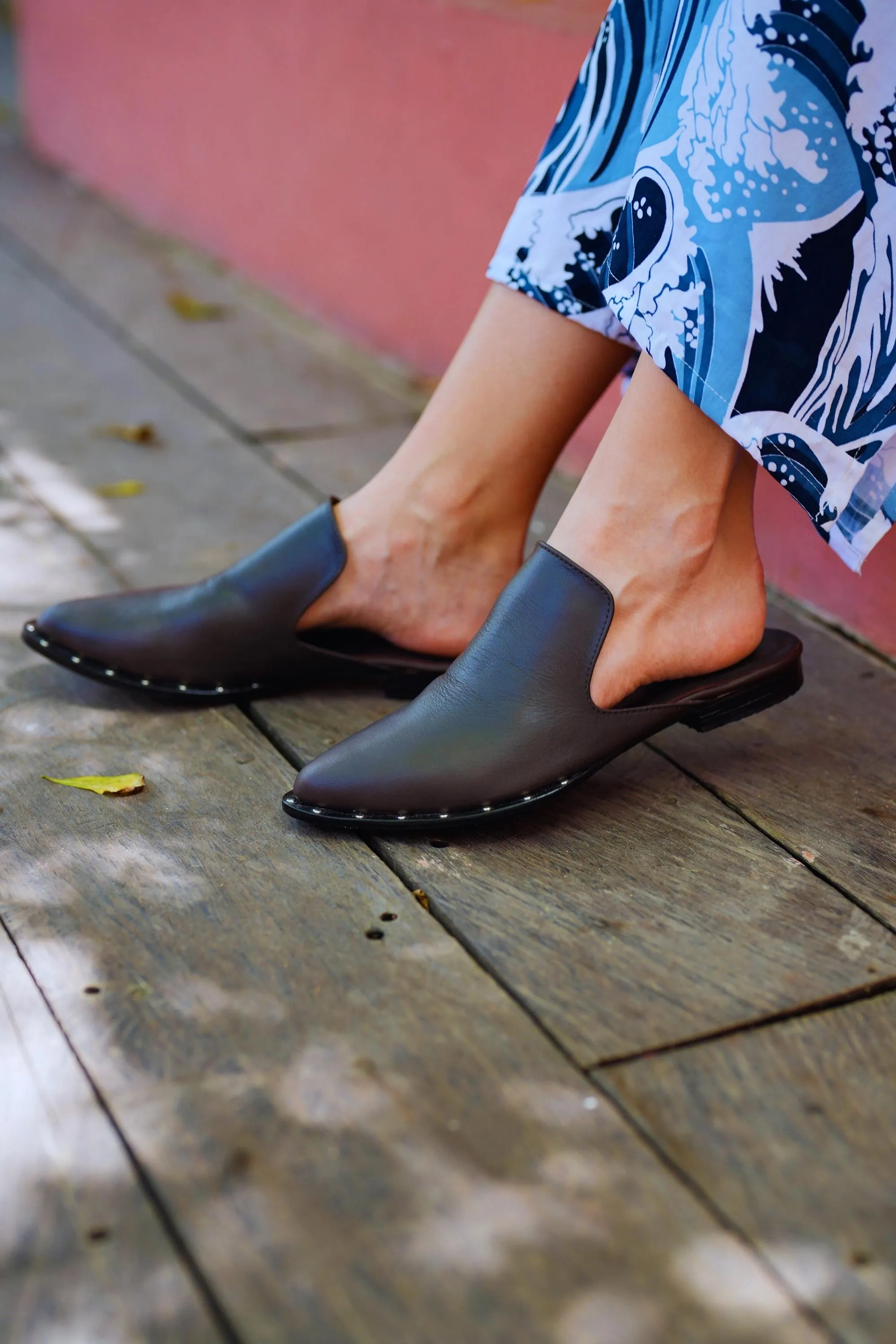 Zuri studded Leather Loafers in Black